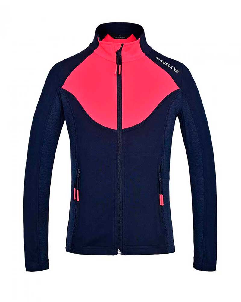 Veste fine technique d'entraînement bleu marine et corail pour fille KLjeri - Kingsland