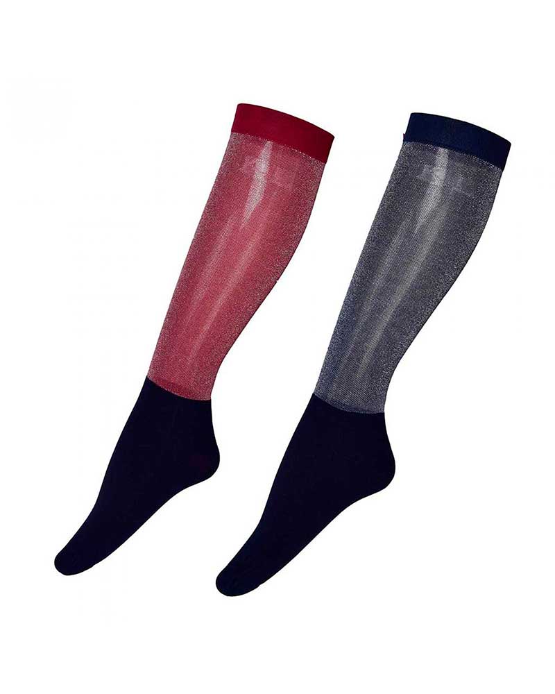 Pack de 2 pares de calcetines finos de competición (burdeos y azul marino) con brillantina KLjoan - Kingsland