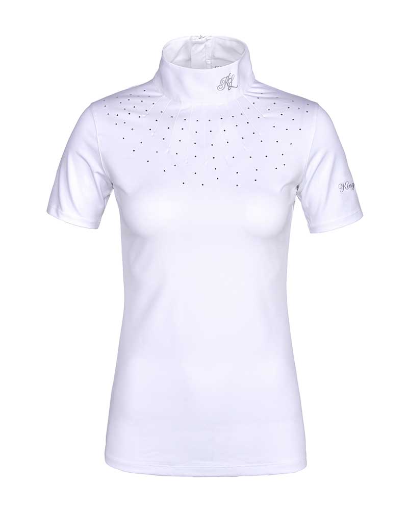 Polo de concours à manches courtes blanc à strass pour femme modèle KLjanna - Kingsland