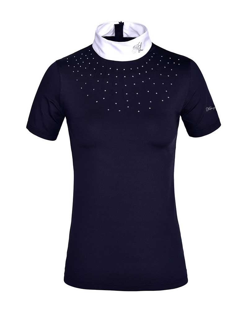 Polo de concours à manches courtes bleu marine (navy blazer) à strass pour femme KLjanna - Kingsland