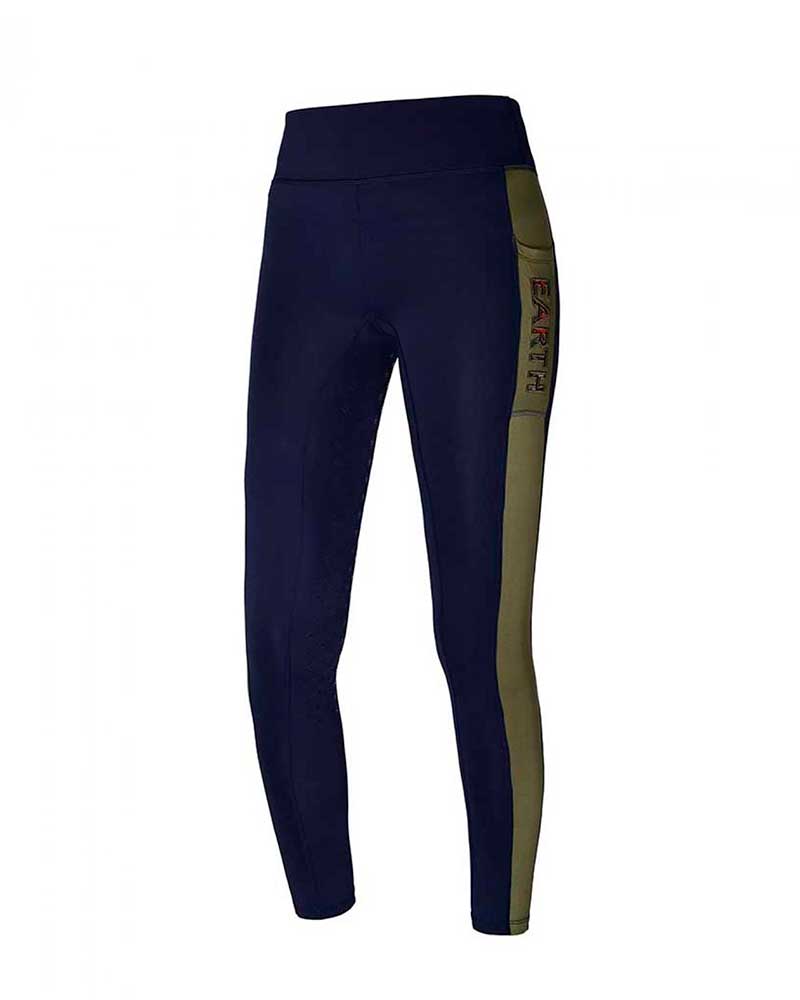 Leggings d'équitation bleu marine et vert kaki avec grip à fond intégral pour femme - KLjenna - Kingsland Erath
