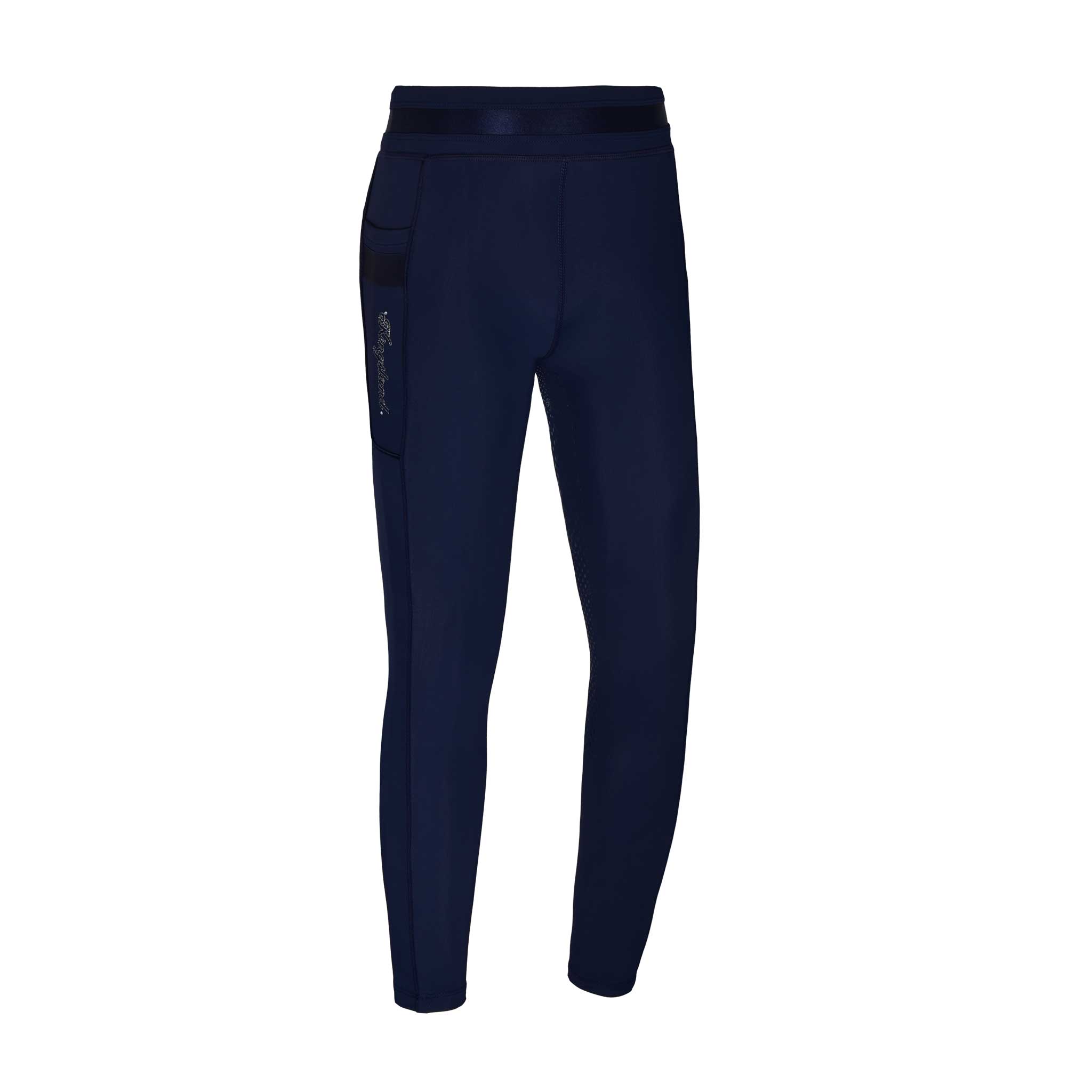Navy Blue Grip Leggings with Wide Shiny Waistband for Girls – KLkemmie - Kingsland