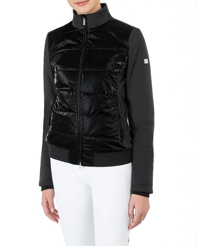 Shiny black padded fleece jacket for women – Gherig - Equiline
