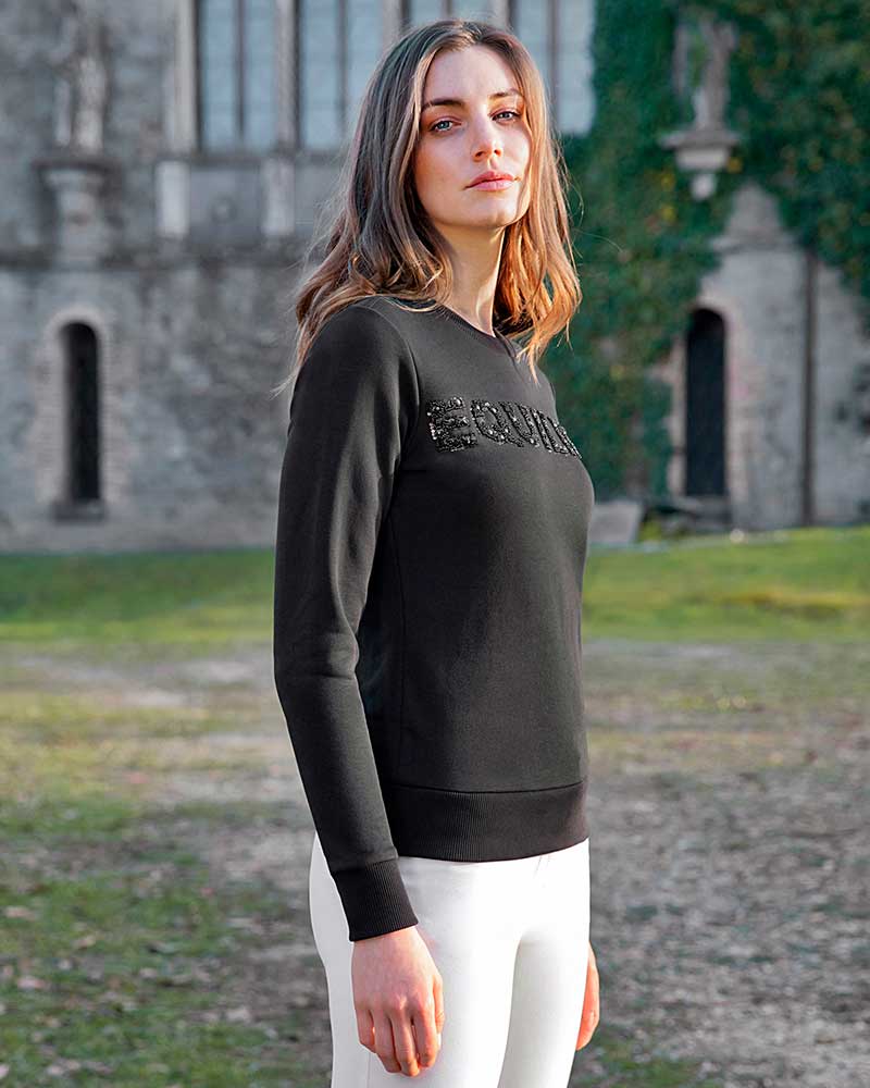 Black sweatshirt with rhinestones for women – Gefrag - Equiline
