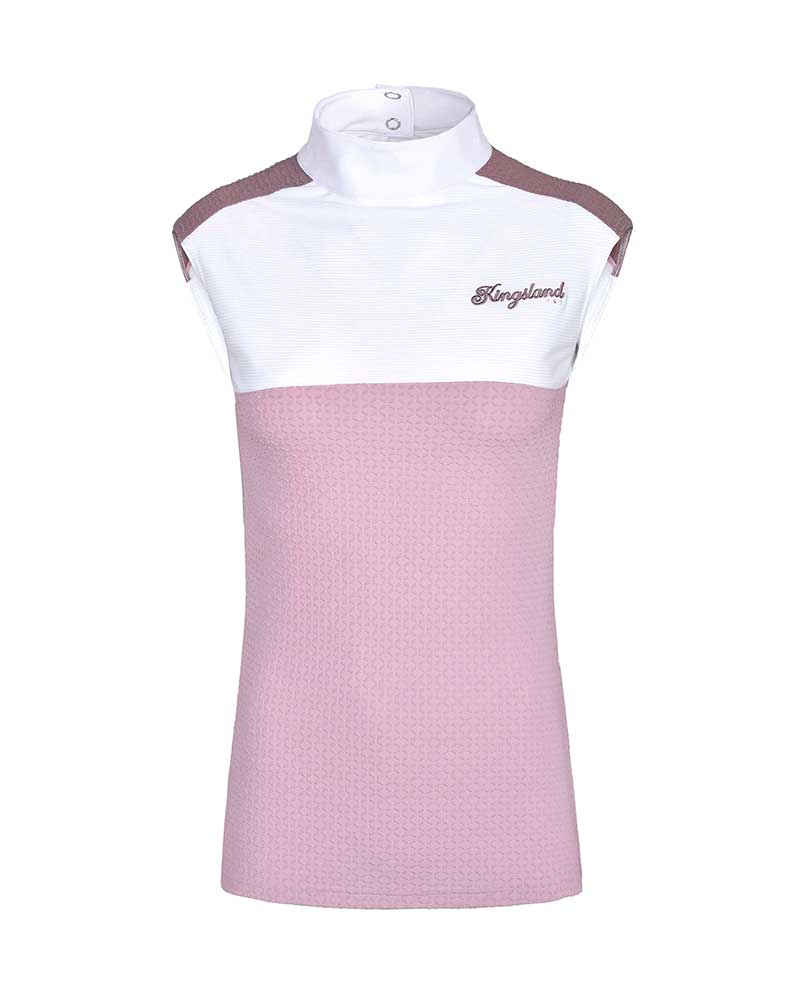 Polo de compétition sans manches rose et blanc pour femme KLlia - Kingsland