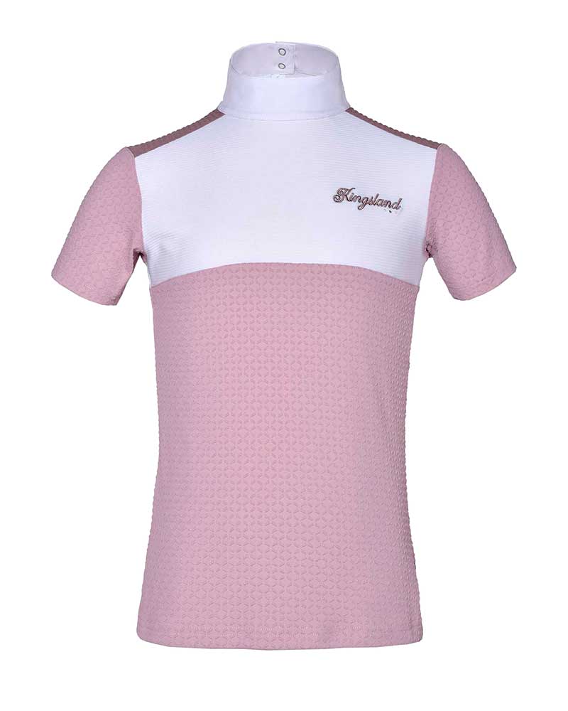 Polo de compétition à manches courtes rose et blanc pour fille KLlola - Kingsland