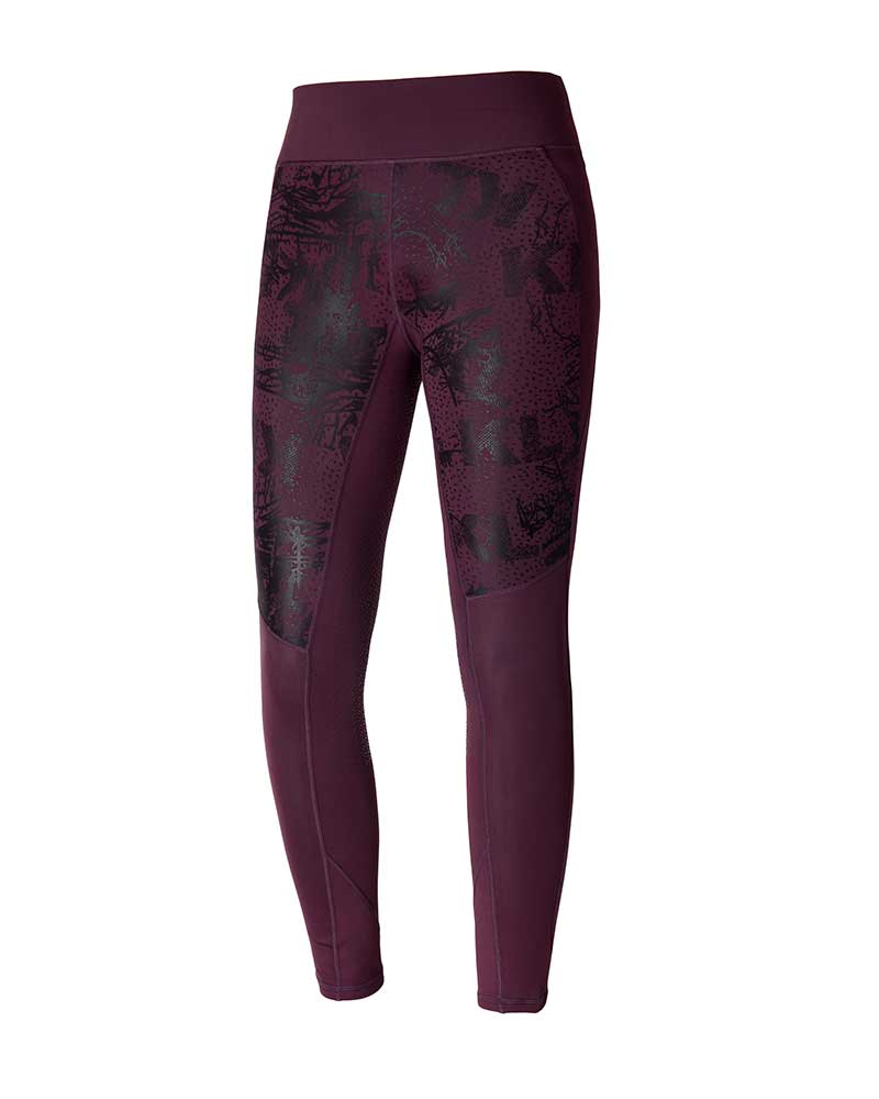 Leggings d'équitation bordeaux imprimée (grip à fond intégral) pour femme KLkatinka - Kingsland