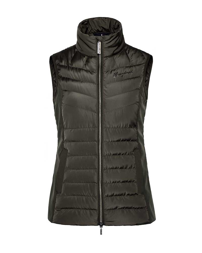Dark khaki green padded vest (green beluga) for women KLmanuela - Kingsland
