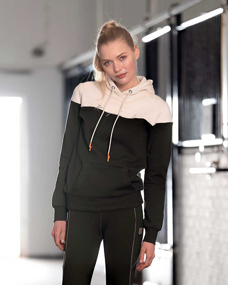 Sweat polaire à capuche kaki foncé et crème unisexe KLmelany - Kingsland