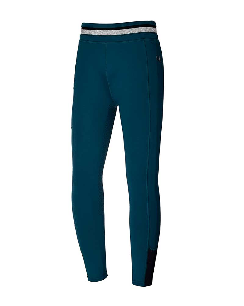 Girl's winter dark greenish blue tights (full grip) KLkacy - Kingsland