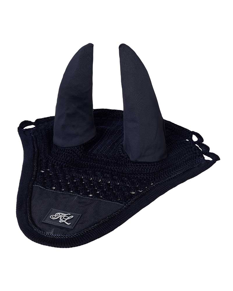 Navy Blue Crochet Ear Bonnet with Silk and Elastic Ears for Pony (C &amp; D) – KLnixe - Kingsland