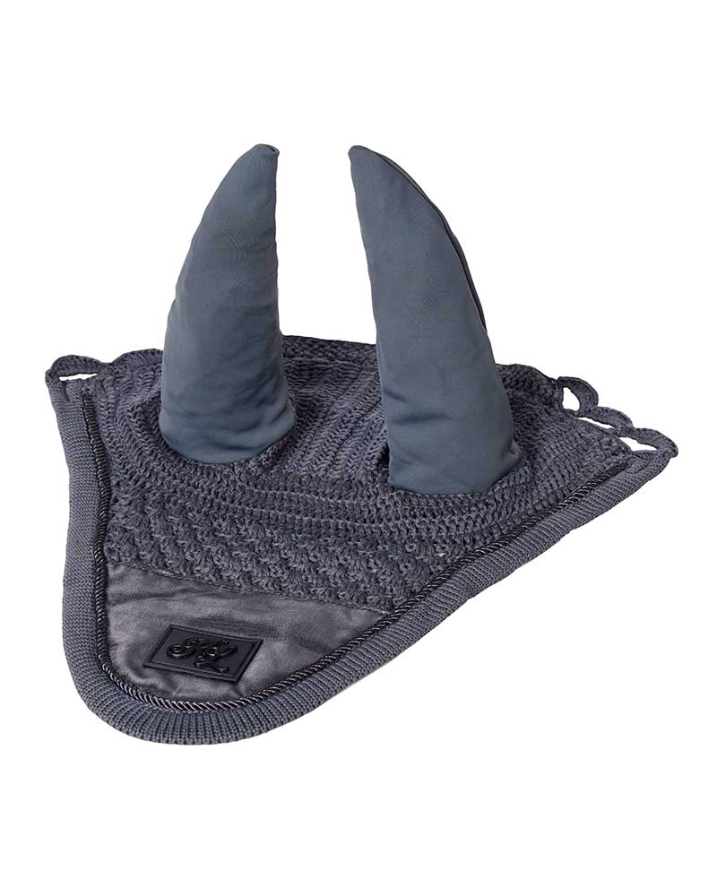Orejeras de crochet gris con seda y orejas elásticas para pony (C y D) KLnixe - Kingsland