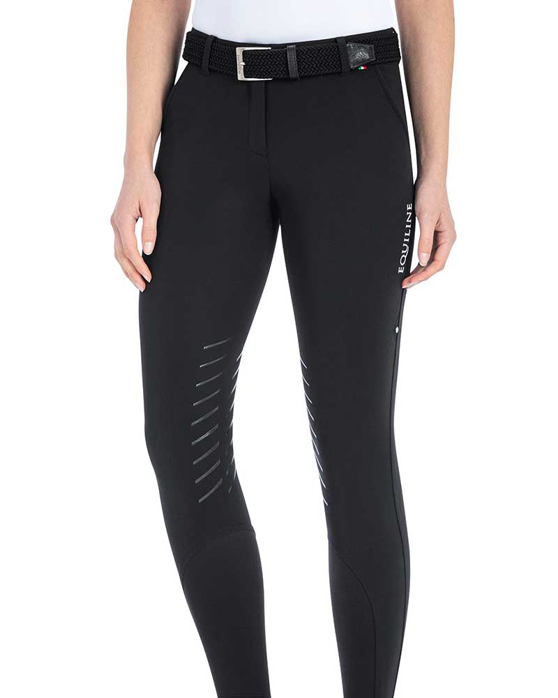 Pantalons d'équitation noir (grip aux genoux) pour femme Constantinec - Equiline