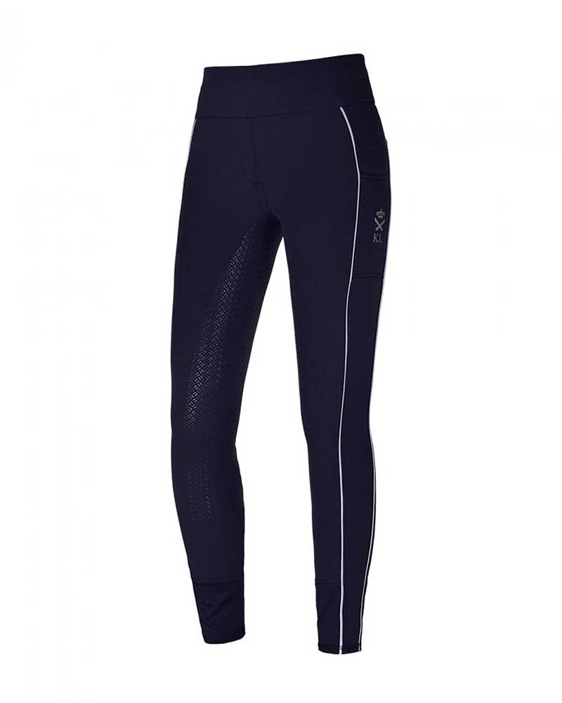 Pantalones pull-on azul marino con cinturón ancha y elástica y grip de silicona en la culera Katja - Kingsland