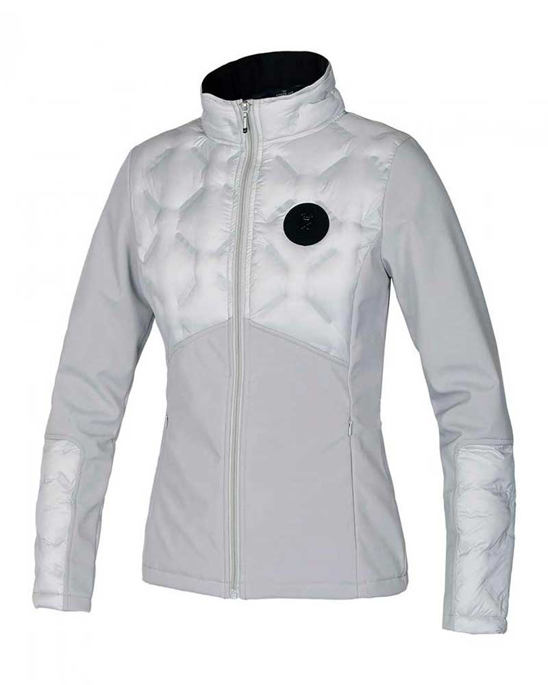 Veste matelassée blanche et gris respirant et résistant à l'eau à col haut polaire pour femme modèle KLluna - Kingsland