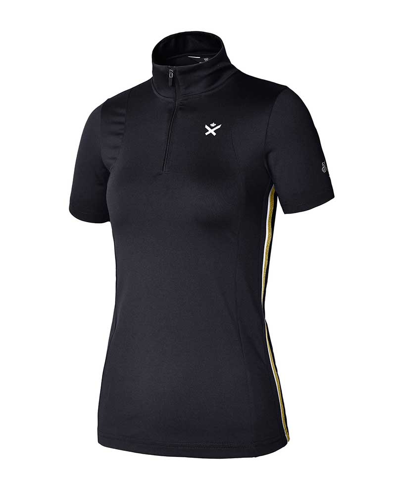T-shirt d'entraînement à manches courtes noir et dorée pour femme - KLfreya - Kingsland Dressage