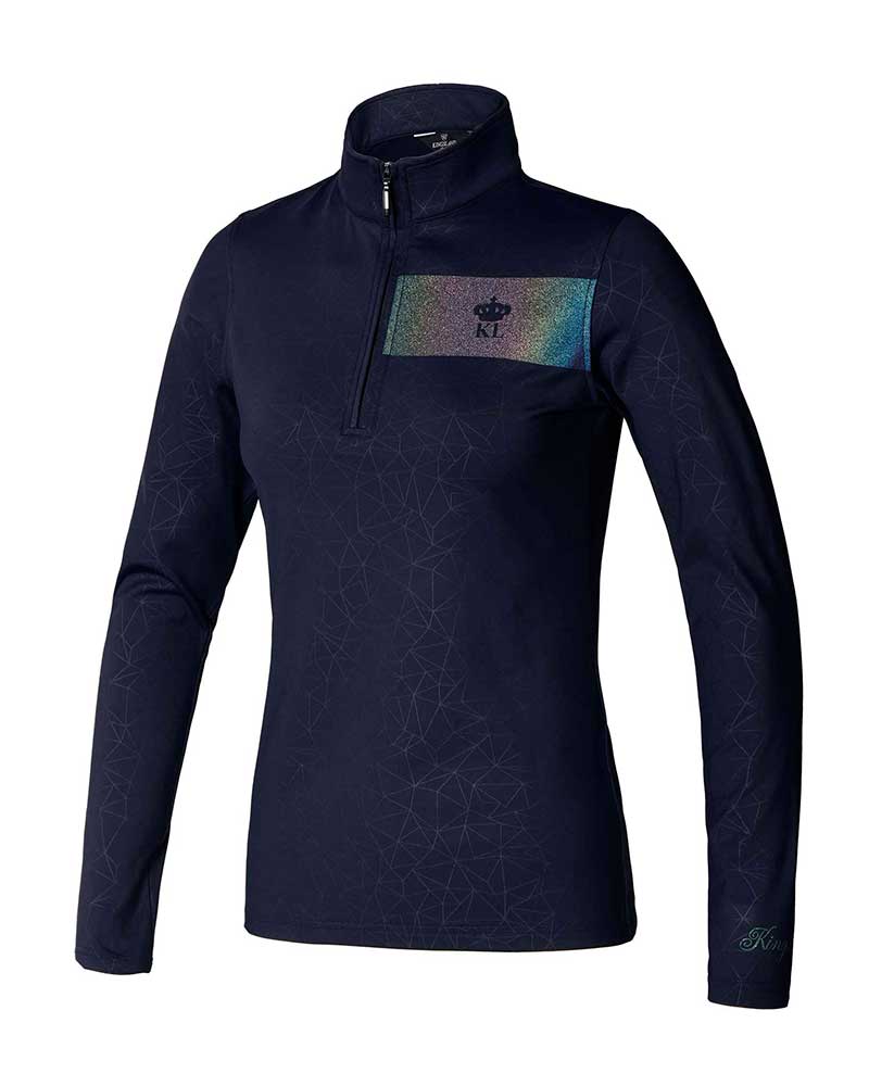 T-shirt polaire d'entraînement à manches longues bleu marine pour femme - KLtenley - Kingsland Dressage