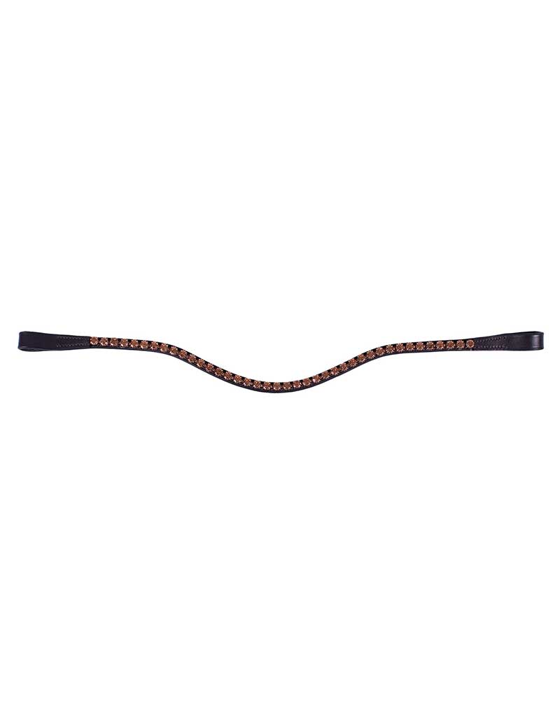 10mm Black Leather Browband with Gold Rhinestones for Horse Dianthus - QHP