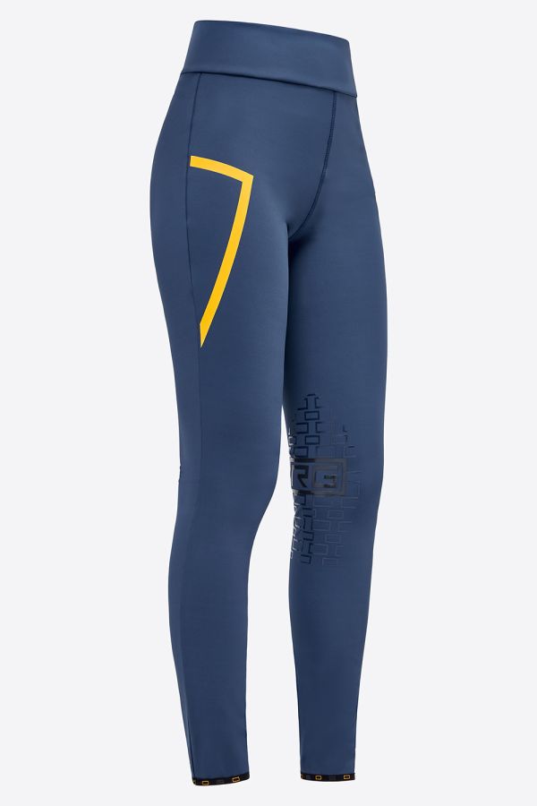Legging d'équitation bleu marine taille haute à basanes avec poches pour femme - RG