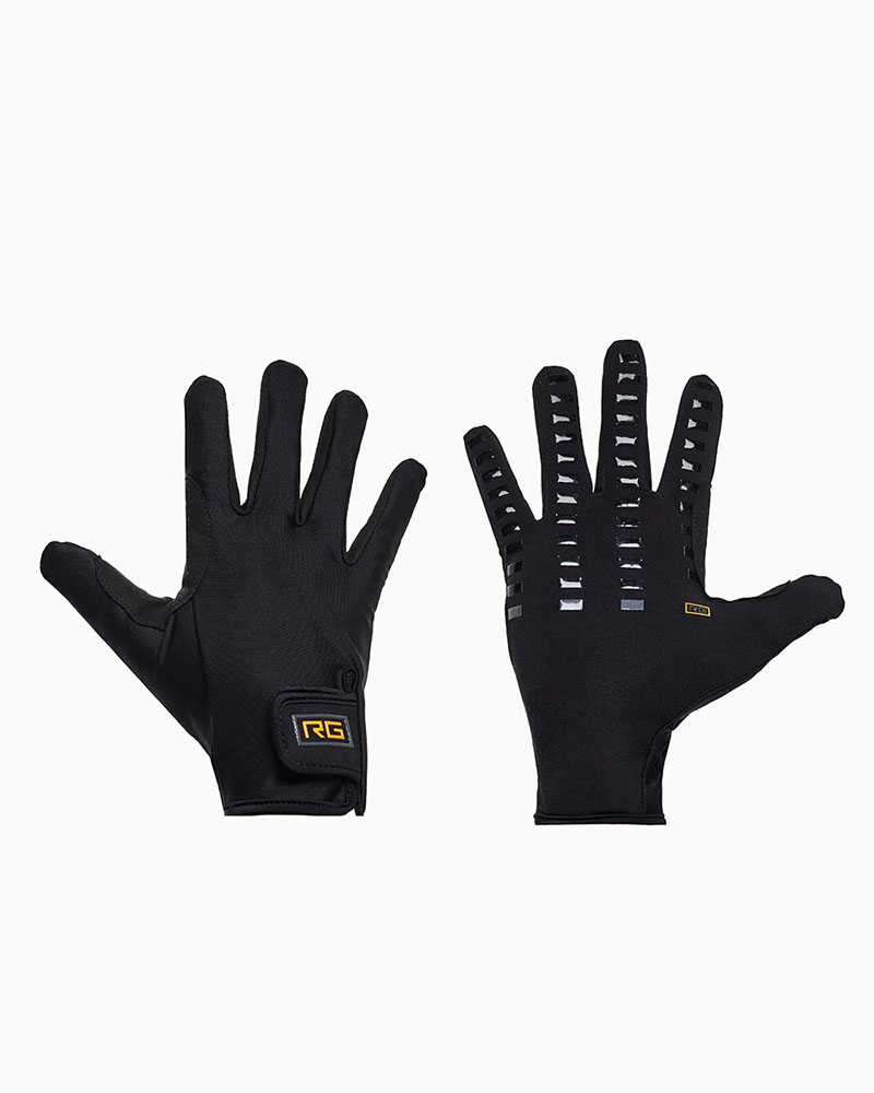 Gants d'équitation noirs en jersey technique avec grip unisexe - RG