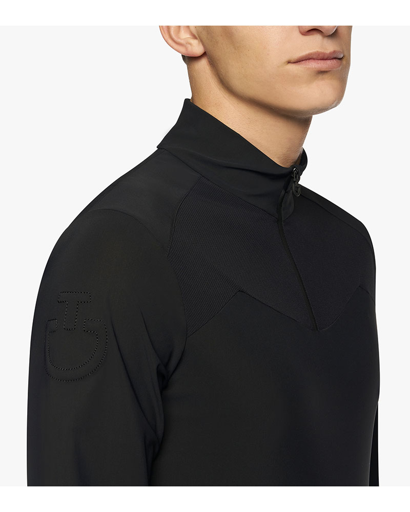 T-shirt d'entraînement à manches longues noir pour homme en hiver - Cavalleria Toscana