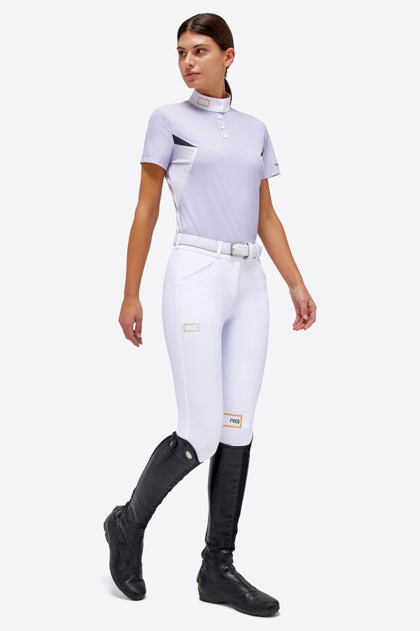 Polo de concours manches courtes lilas à pressions cachées pour femme - RG