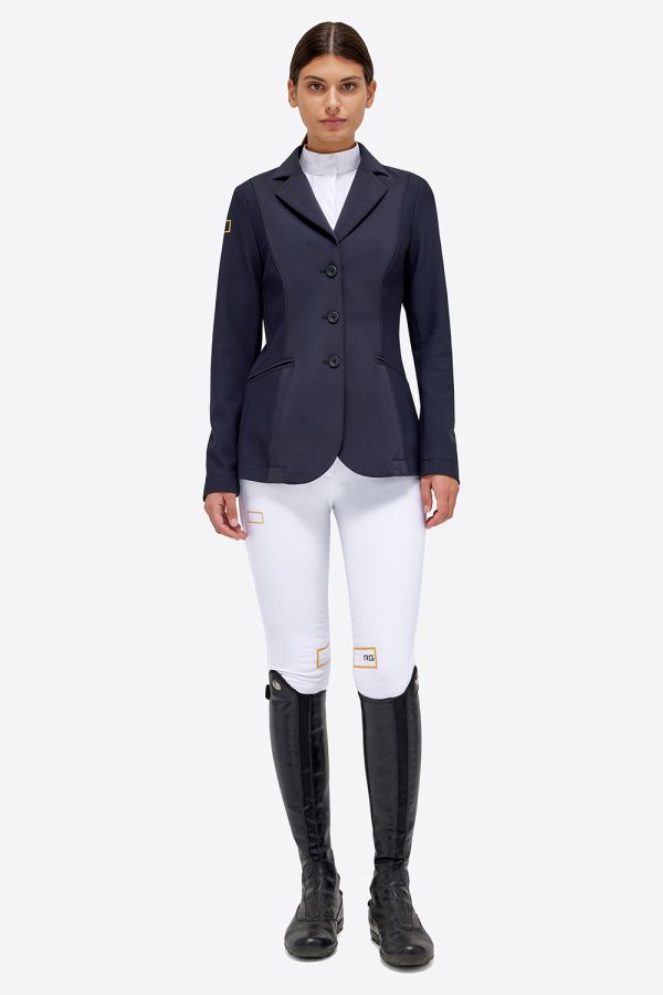 Veste de compétition bleu marine avec logo ton sur ton en jersey et mesh pour femme - RG