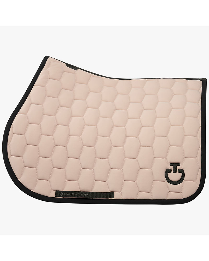 Beige and Black Jumping Saddle Pad for Horse and Pony Geometric Quilted - Cavalleria Toscana