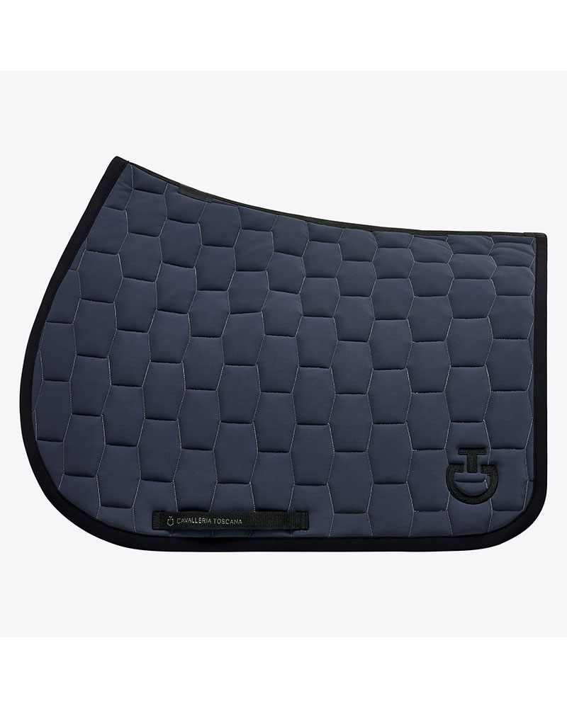 Dark gray and black jumping saddle pad for horse and pony Geometric quilted - Cavalleria Toscana
