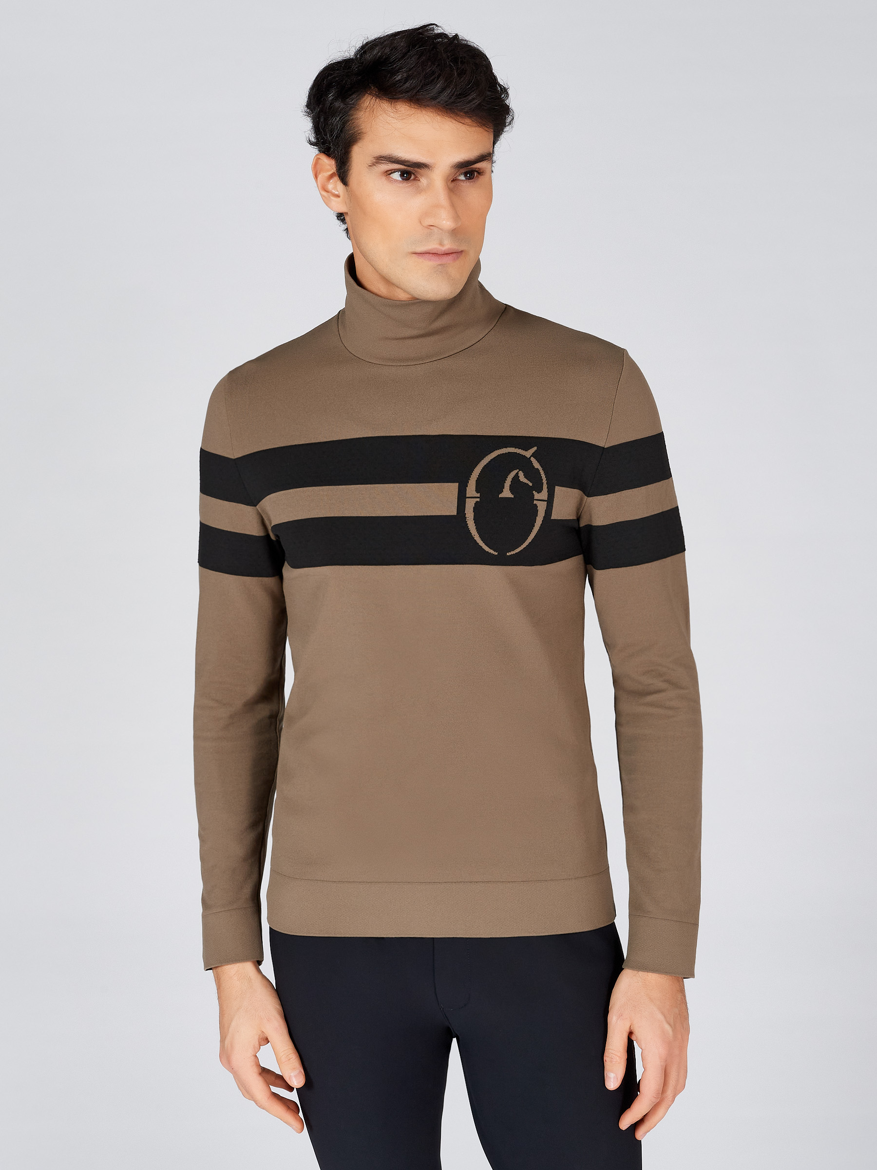 Thin green sweater with turtleneck for men Vernago - Vestrum
