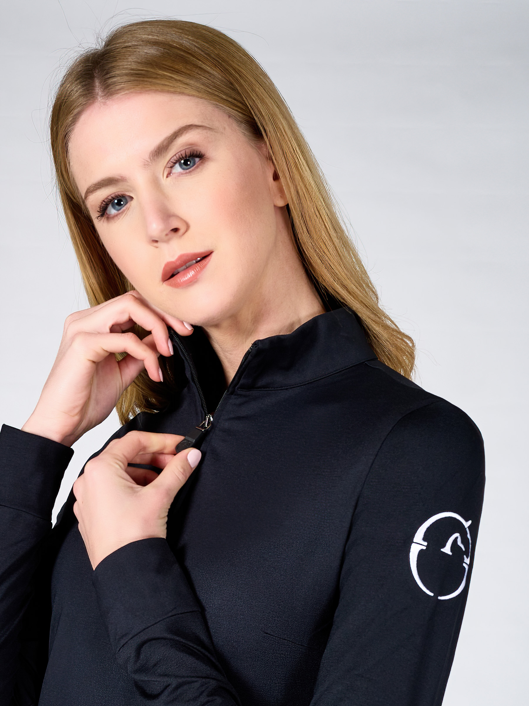 Sweat bleu marine avec media fermeture éclair pour femme modèle Karlstad - Vestrum
