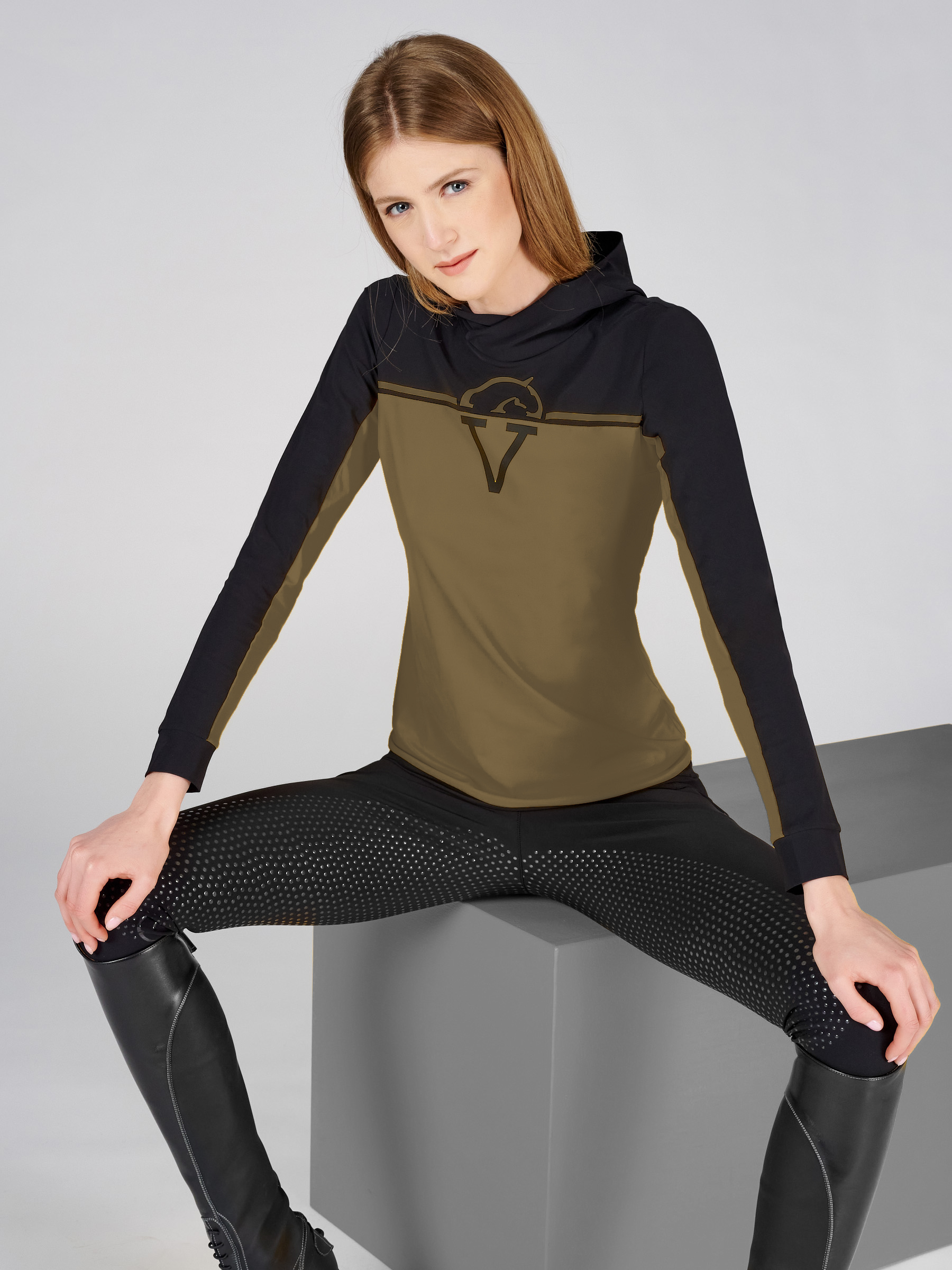 T-shirt à manches longues bleu marine et vert pour femme modèle Sildar - Vestrum