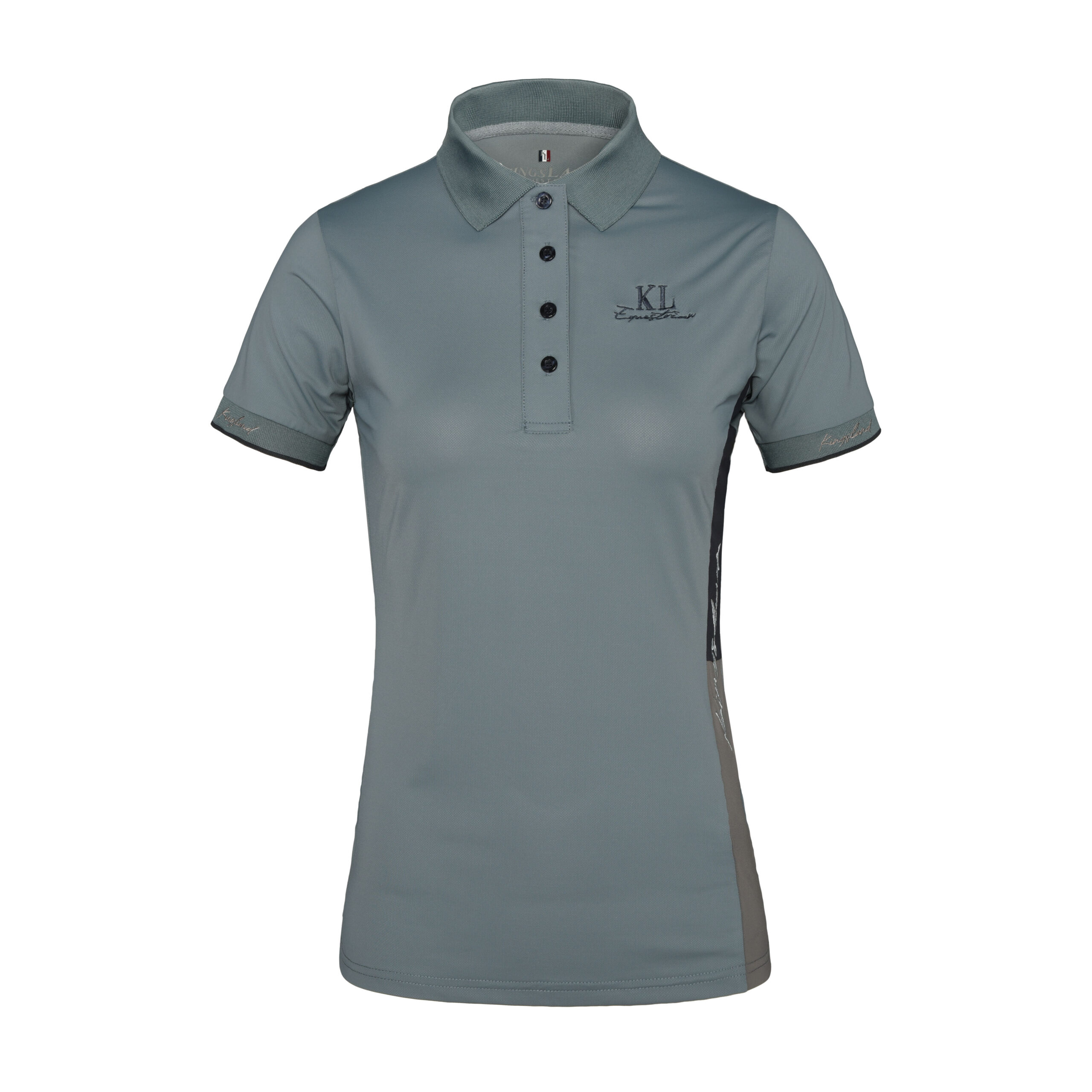 Navy khaki green collar short sleeve polo shirt for women KLtaylin - Kingsland