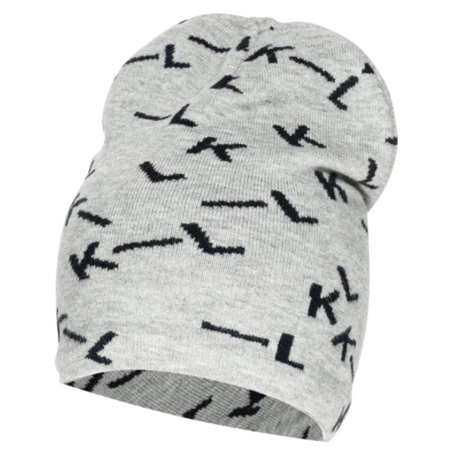 Fine gray and navy blue knitted hat with fleece interior KLgianni - Kingsland