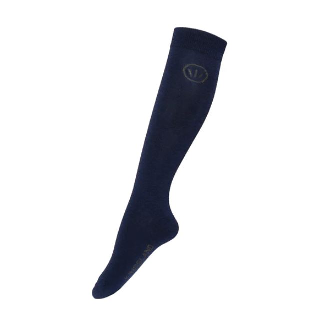 Navy blue wool high socks with branded details on top KLfiorella - Kingsland