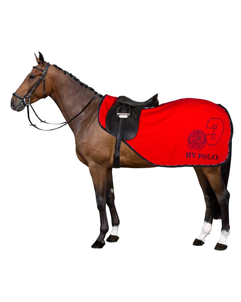 Red fleece exercise rug with quarter sheet for horse Favouritas - HV Polo