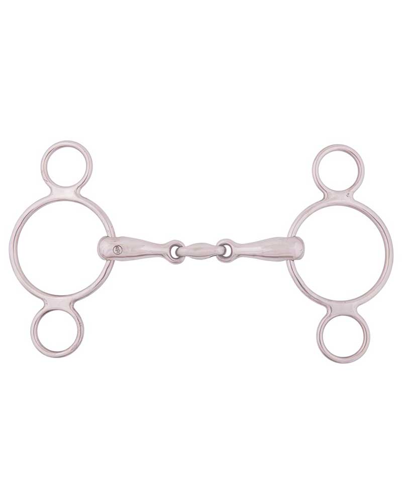 Mors de filet double articulation demi-Pessoa (3 anneaux) 18mm avec anneaux libres 65mm pour cheval - BR