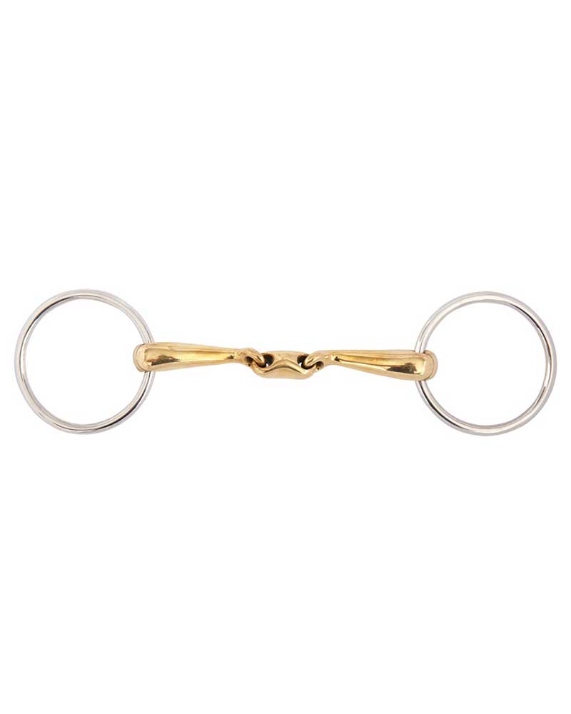 Soft Contact Curved Cuprigan Double-Jointed 16mm Loose Ring Snaffle – 65mm Rings - BR