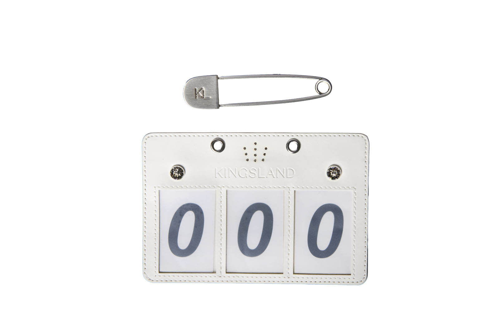 White show number plate with 3 numbers Maddie - Kingsland