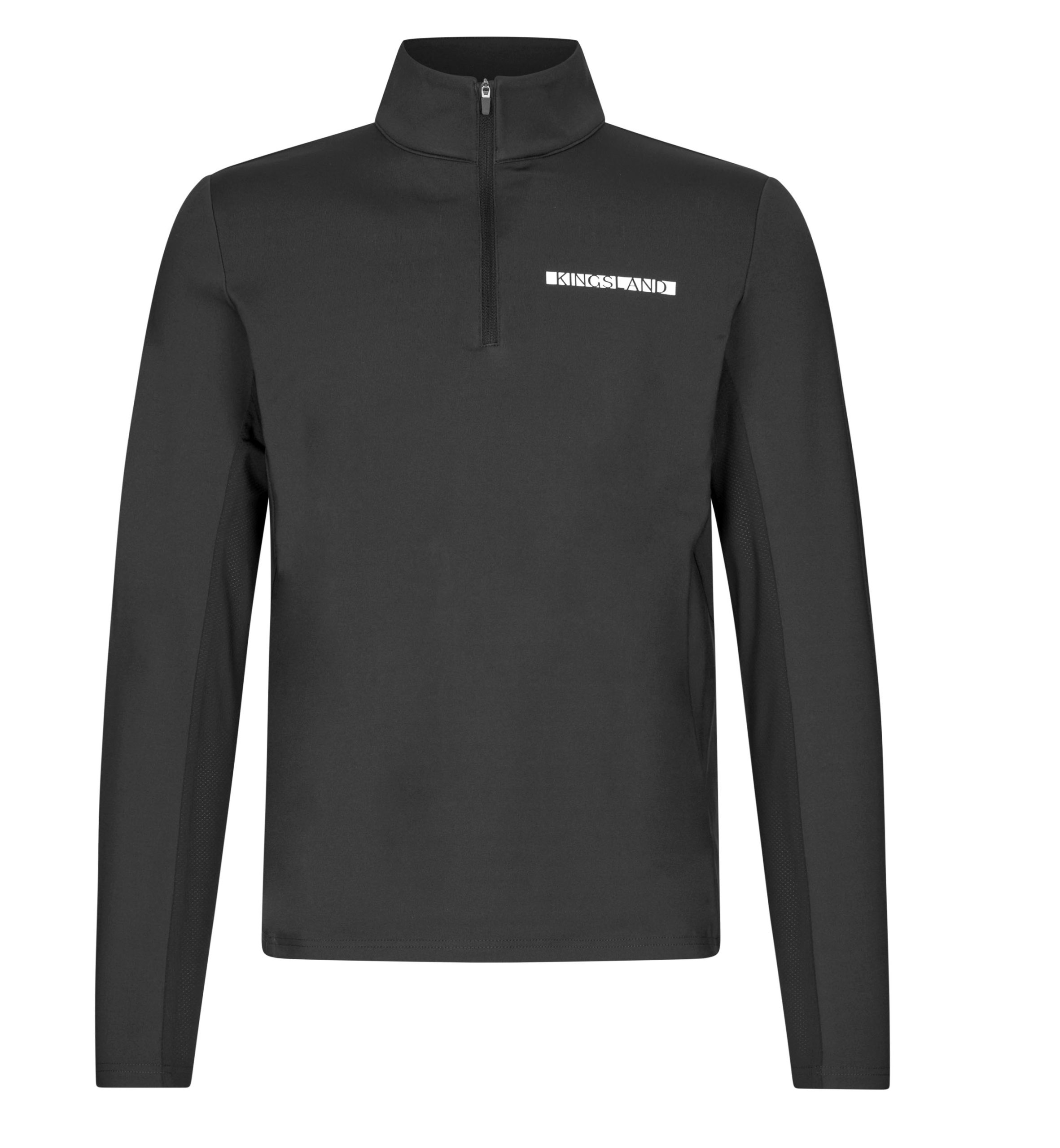 T-shirt d'entraînement noir à manches longues et à col haut avec demi-fermeture éclair pour homme -KLNoval - Kingsland