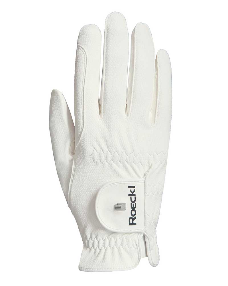 White Riding Gloves with Grip for Competition Roeck Grip Pro - Roeckl