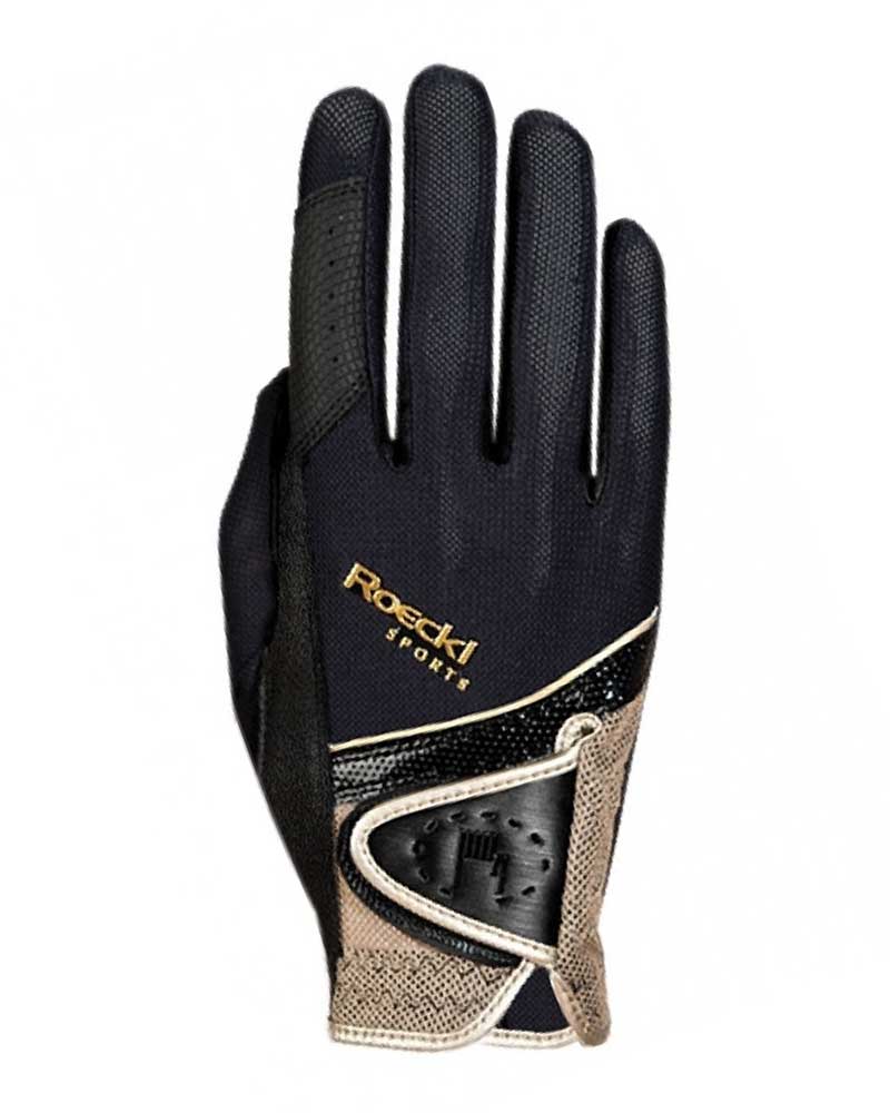 Gants monter à cheval en noir, doré et argent Madrid - Roeckl