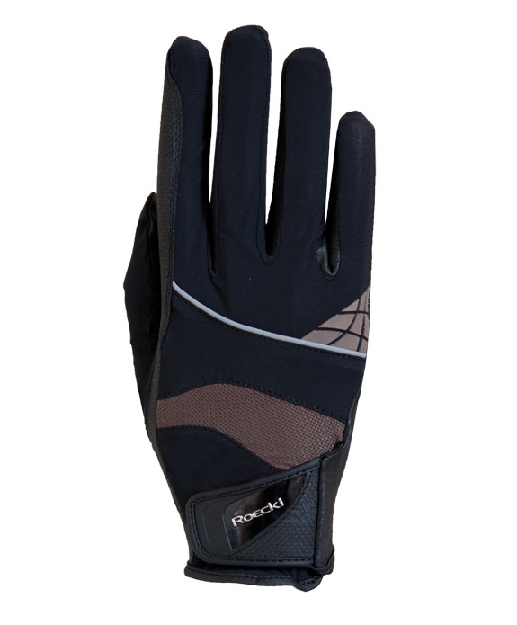 Brown and navy blue horse riding gloves model Montreal - Roeckl