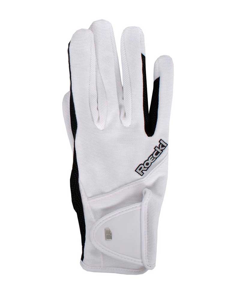 White Riding Gloves with Black Palm Milano - Roeckl