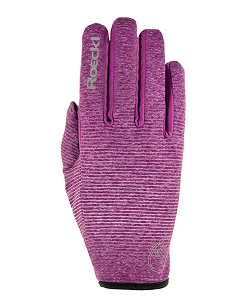 Gants d'équitation d'hiver avec grip à rayures fuchsia et blanc Wayne - Roeckl