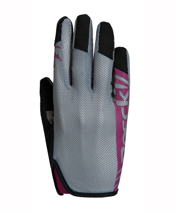 Grey, black, and fuchsia horse riding gloves – Torino - Roeckl
