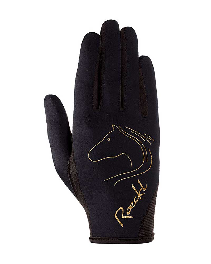 Black and Gold Riding Gloves Tryon - Roeckl