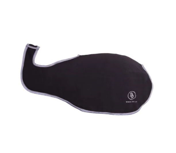 Manta riñonera polar gris con los bordes azules y el logo bordado en el lateral para caballo - BR
