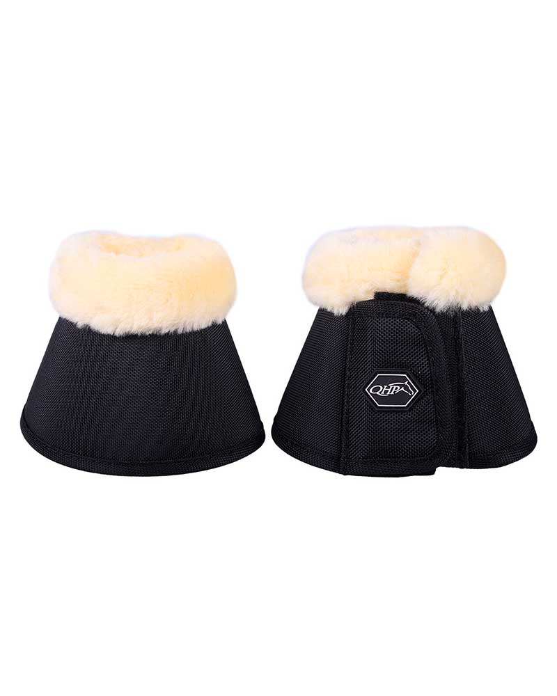 Pack de 2 campanas negras con borreguillo para caballo y pony Ontario - QHP