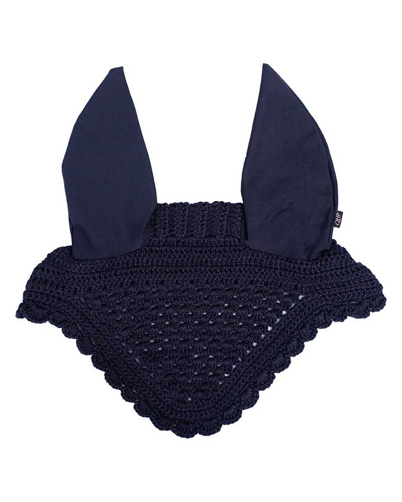 Bonnet en crochet bleu marine avec oreilles élastiques pour cheval - QHP